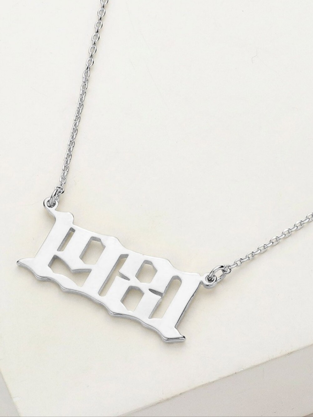 Silver 1981 Old English Birth Year Pendant Necklace Cute Birthday Jewelry